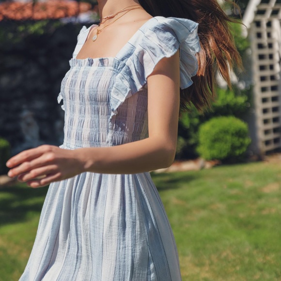 NWT Smocked Striped Flutter Sleeve Maxi Dress - Picture 2 of 9